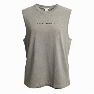 Vintage Abercrombie & Fitch Muscle Tank Top M Gray Gym Issue Y2K 90s Embroidered